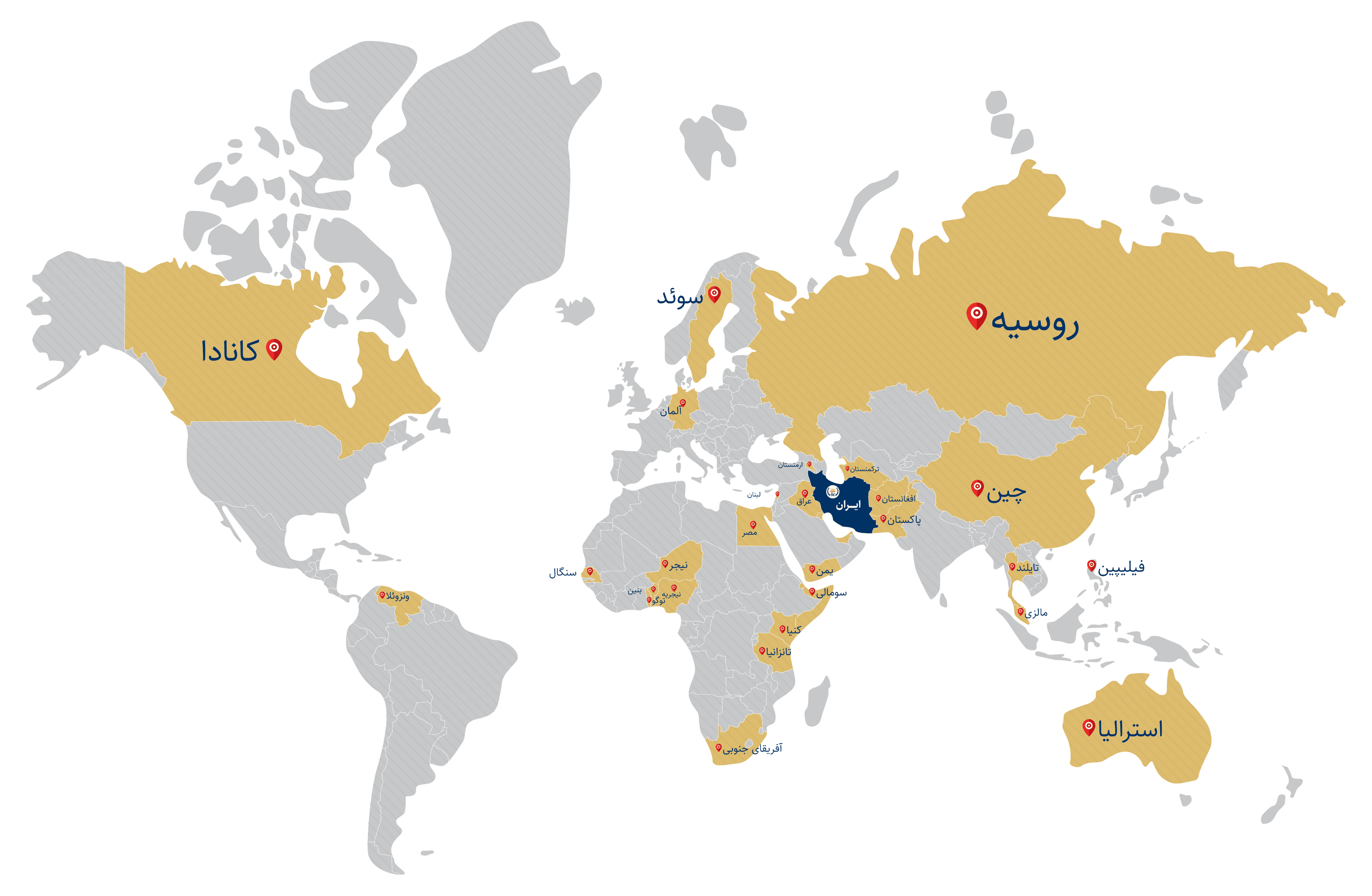 World map showing export destinations